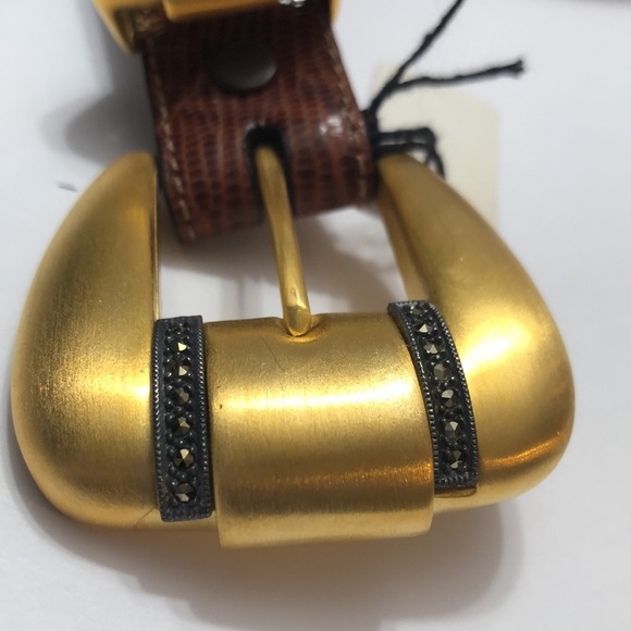 Judith Jack Brown and Gold Calfskin Leather and Marcasite Belt size Small main image 4